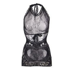Subblime - 952075 Robe Courte En Résille Avec Détail Dos Et Coeur Noir Taille Unique